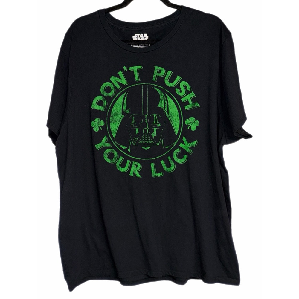 Star Wars Darth Vader St Patricks Day Shirt Mens 2XL Black Dont Push Your Luck